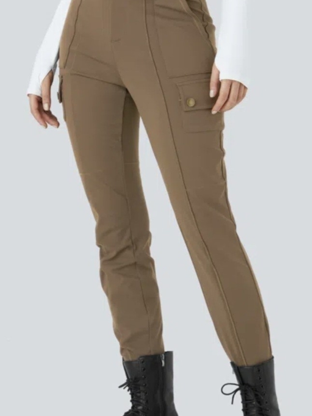 HALARA Slim Cargo Skinny Pants in Sepia